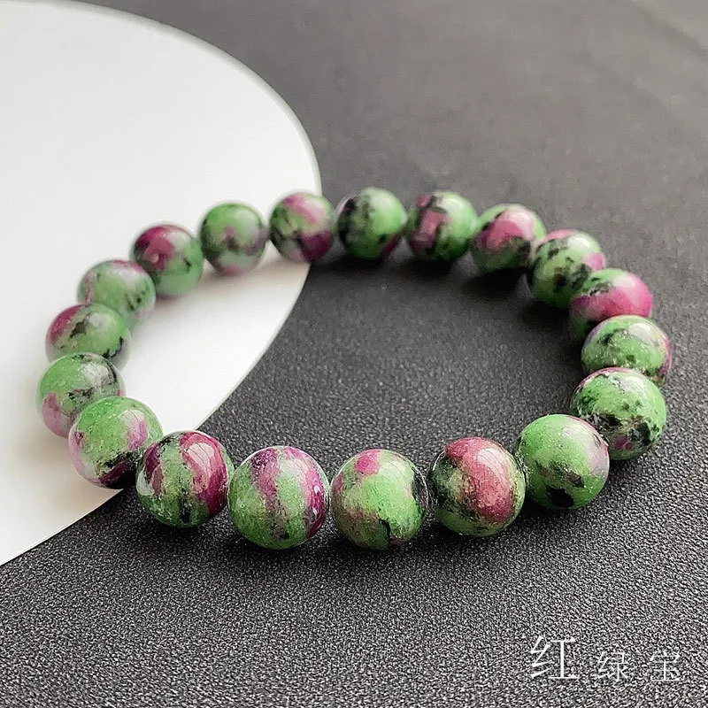 

Natural Ruby Zoisite Red Green Gemstone Round Beads Bracelet Stretch 9mm 10mm 11mm Crystal Beads Rare Ruby Jewelry Burma AAAAA