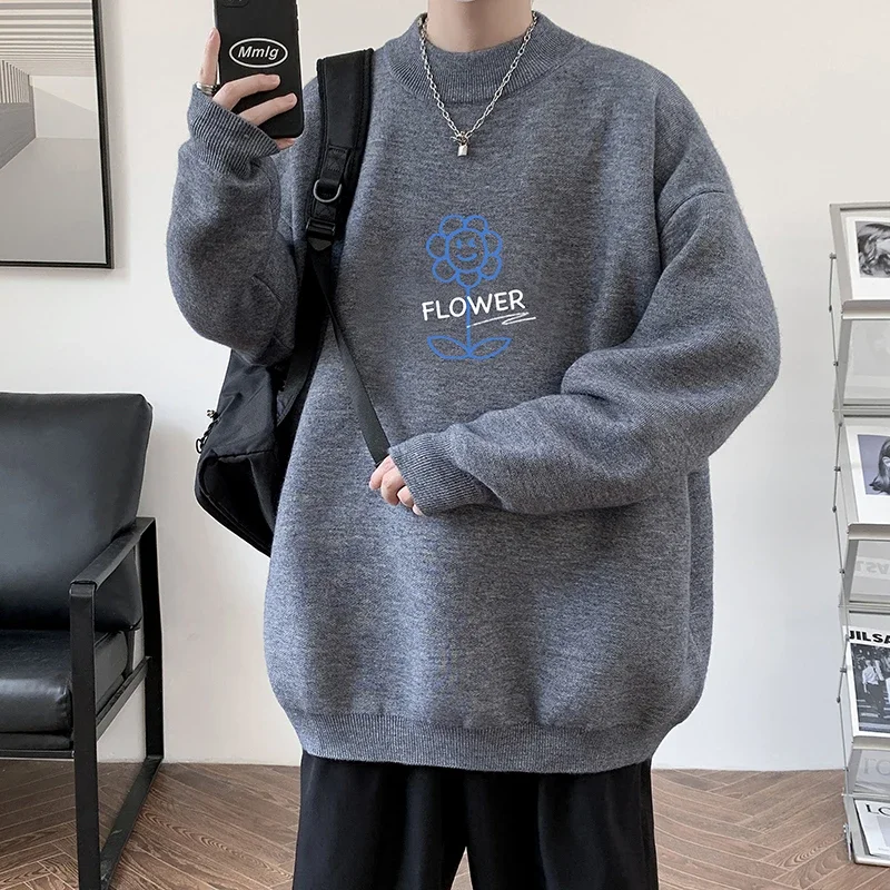 Свитер мужской с забавным цветочным принтом размеры до 5XL