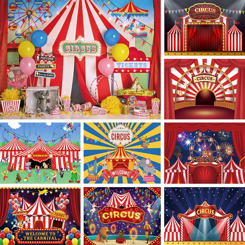 

Circus Backdrop Fiesta Cruise Stage Newborn Baby Shower Happy Birthday Party Carnival Background Decoration Photography Banner