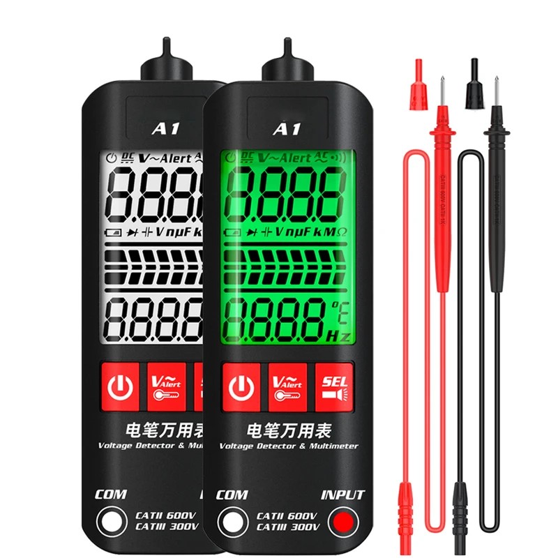 BSIDE A1 Tester di tensione rilevatore multimetro Display a colori penna elettrica senza contatto Dual Range Live Wire test Ohm Hz misuratore NCV