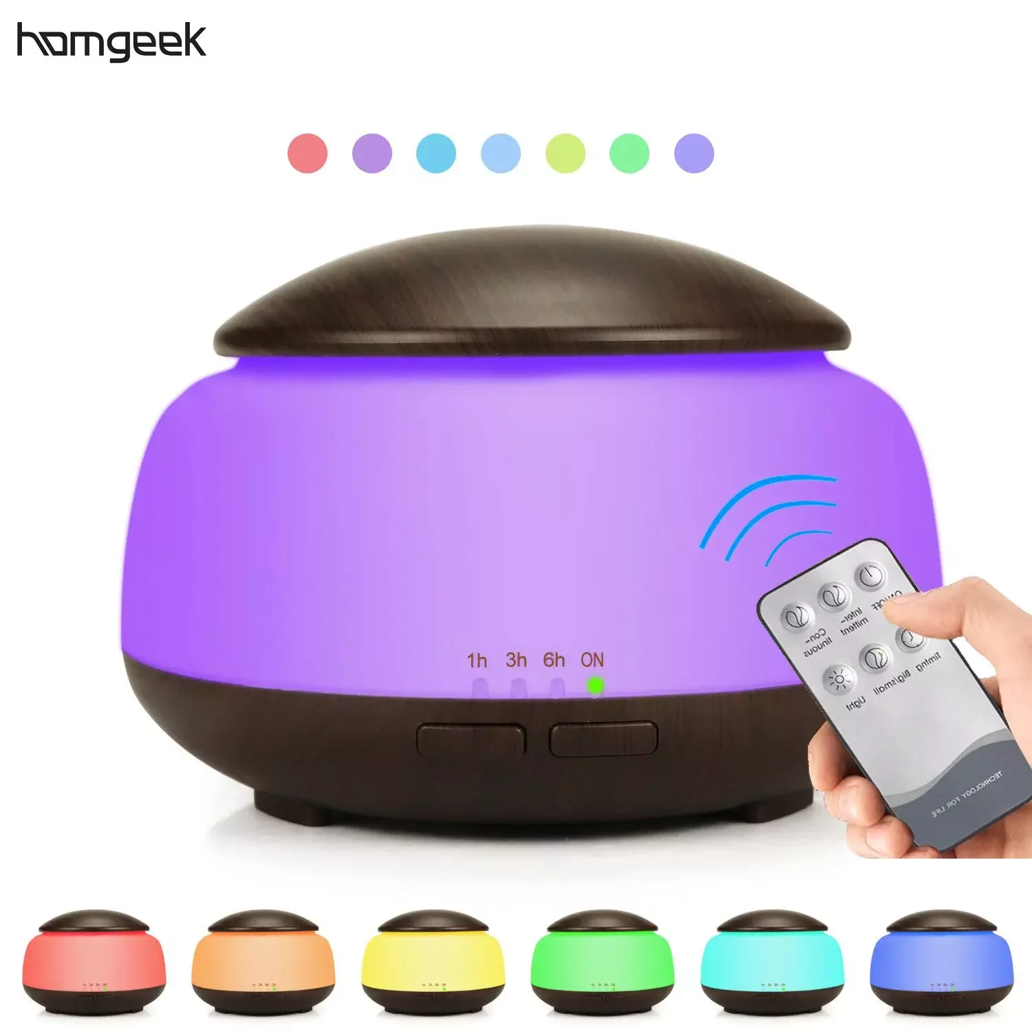 Air Humidifier Essential Oil Diffuser Mist Humidifier Diffuser with Remote Control LED Night Light Desktop Humidifier for Home
