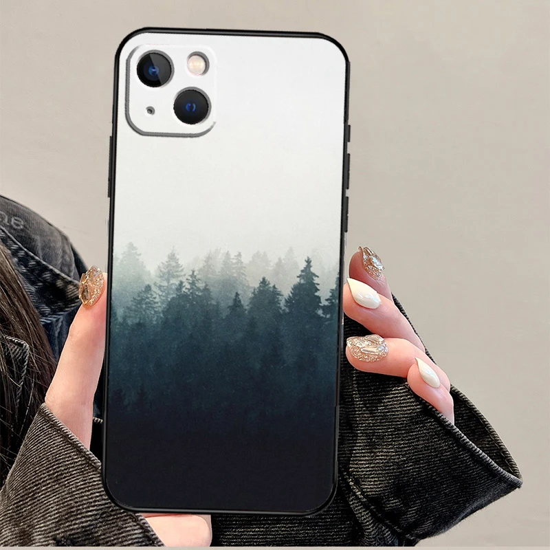 Чехол Лесные деревья для iPhone 14 11 12 13 15 16 Pro Max Mini Plus X XR XS