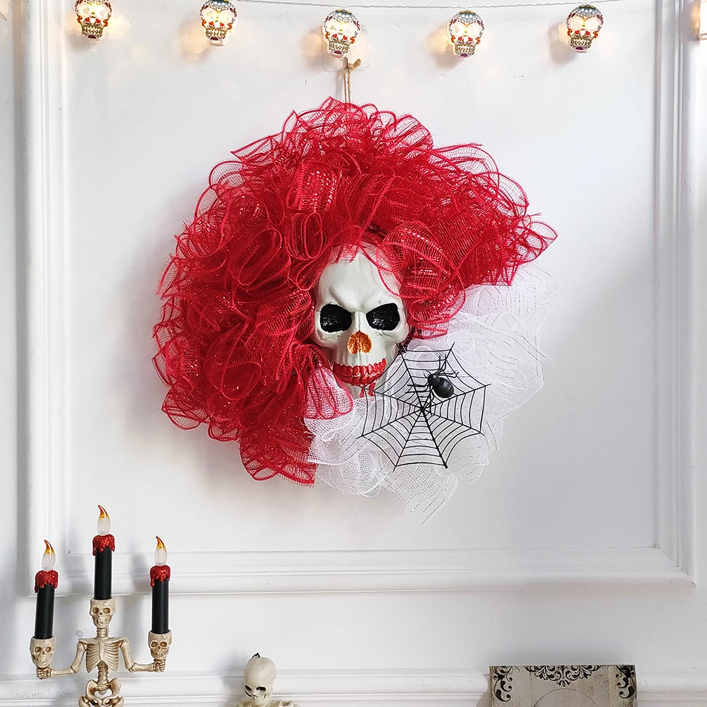 Венок на Хэллоуин с длинными ногами ведьма Череп паук висячее украшение дверь