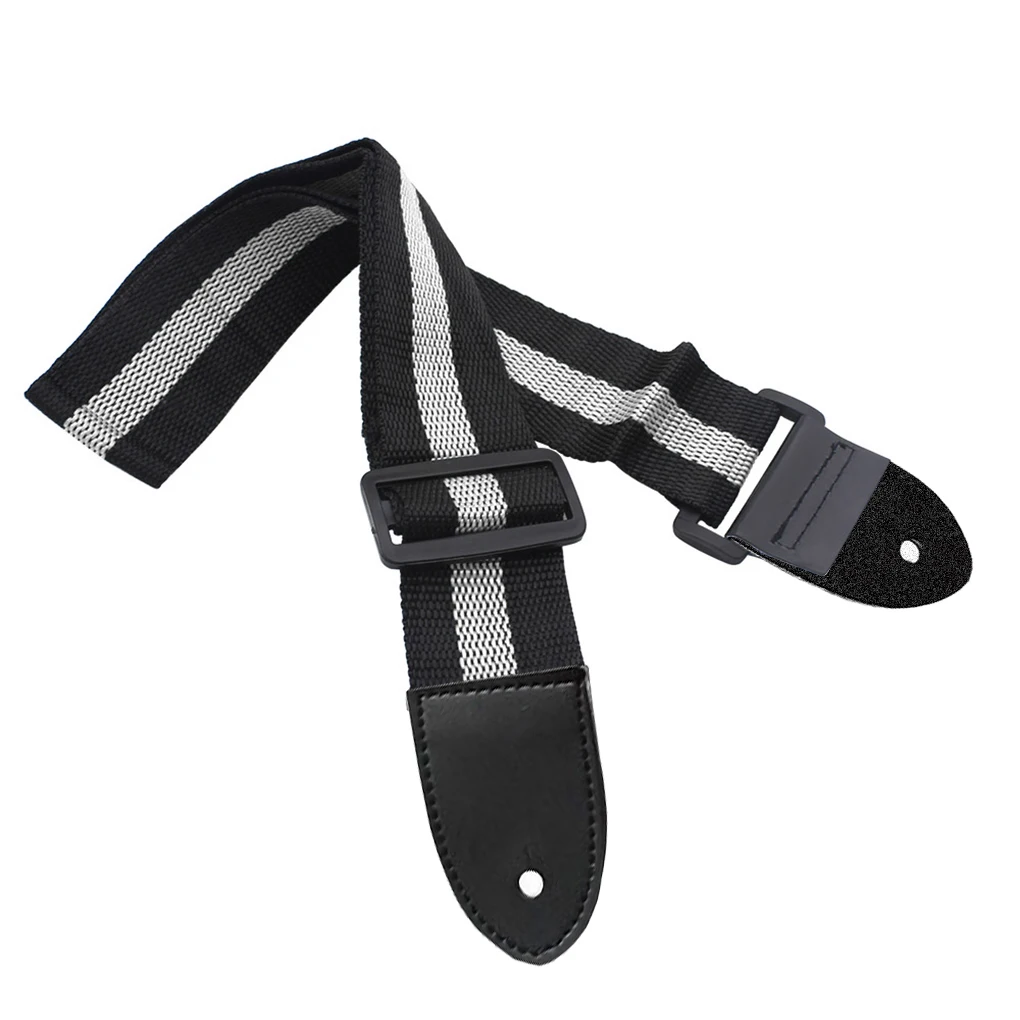 

Durable Adjustable Nylon Vintage Stripes Acoustic Electric Guitar Strap Woven Fabrics Ends Strap