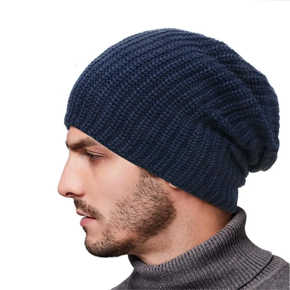

Outdoor Knitted Korea Style Winter Warm Crochet Slouchy Wool Beanie Baggy Men's Hat Color Knit D5t2
