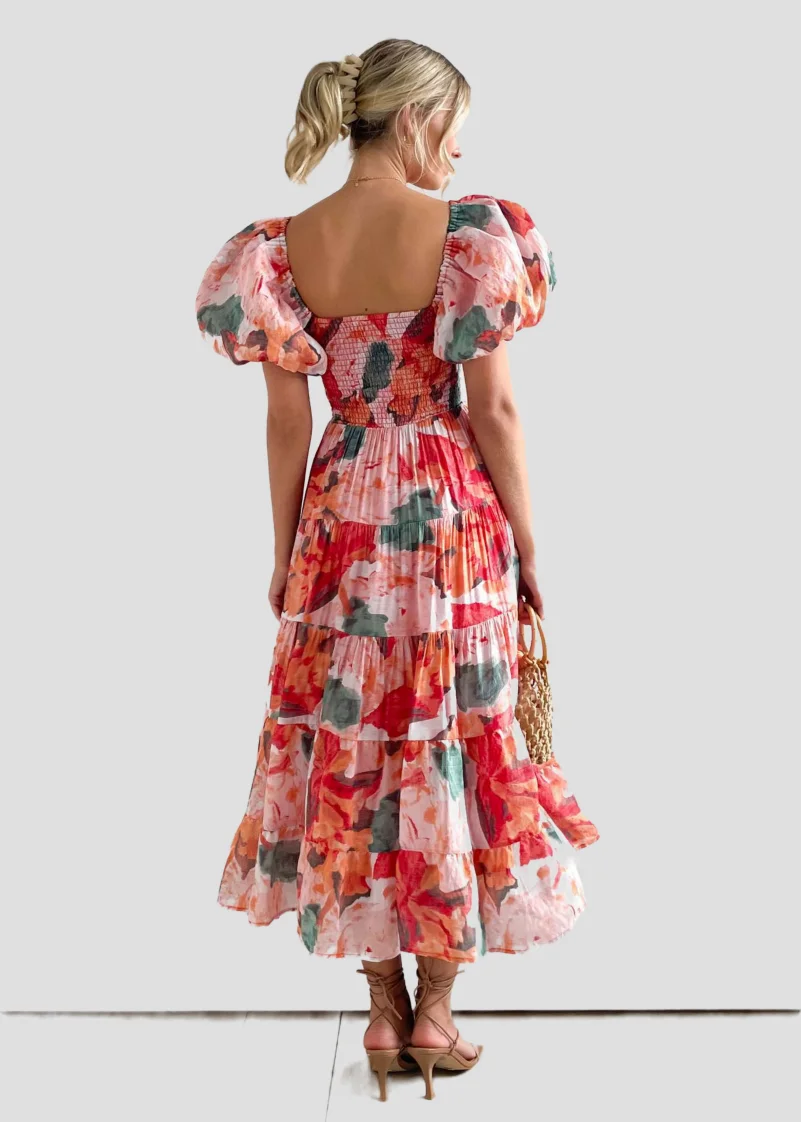 Летнее модное платье с принтом сексуальное открытыми плечами и