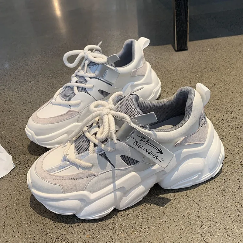 

Daddy shoes female 2021 new spring women's shoes big head breathable wild casual shoes thick-soled white sports shoes tide