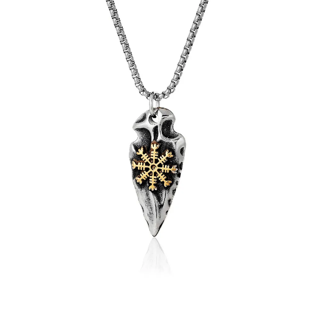 

Norse Mythology Spear Gungnir Viking Shield Necklaces Men Stainless Steel Self-defense Amulet Rune Vegvisir Scandinavian Jewelry