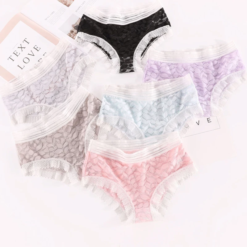

Midriff бесшовное женское нижнее белье, кружевные трусы, полупрозрачные листья, сексуальное соблазнительное удобное женское нижнее белье