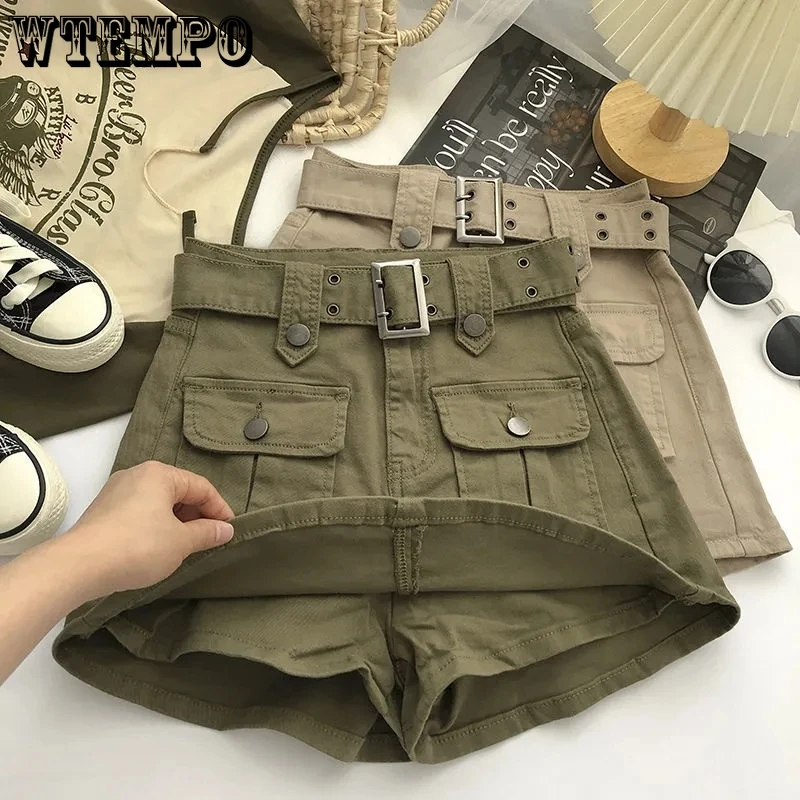 

WTEMPO Mini Denim Cargo Skirts Women Multi Pockets Streetwear Fashion Cool Teens Youth American Vintage Hipsters High Waist Юбка