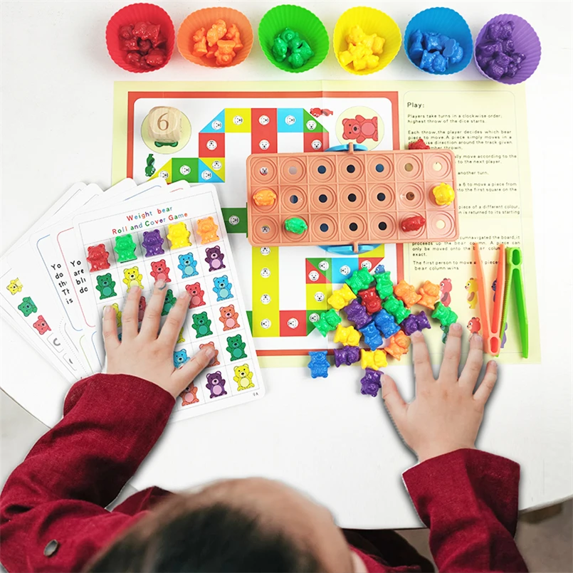 

Развивающие игрушки Монтессори, цветная Радужная форма, подходящая игра, Счетный медведь, развивающие игрушки для детей от 1 до 2, C64W