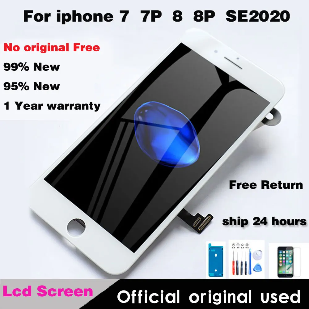 Официальный Оригинальный ЖК-дисплей для iPhone 7 8 Plus SE 2020 ЖК-дисплей полная сборка Замена Полный экран + наушник + камера гибкий