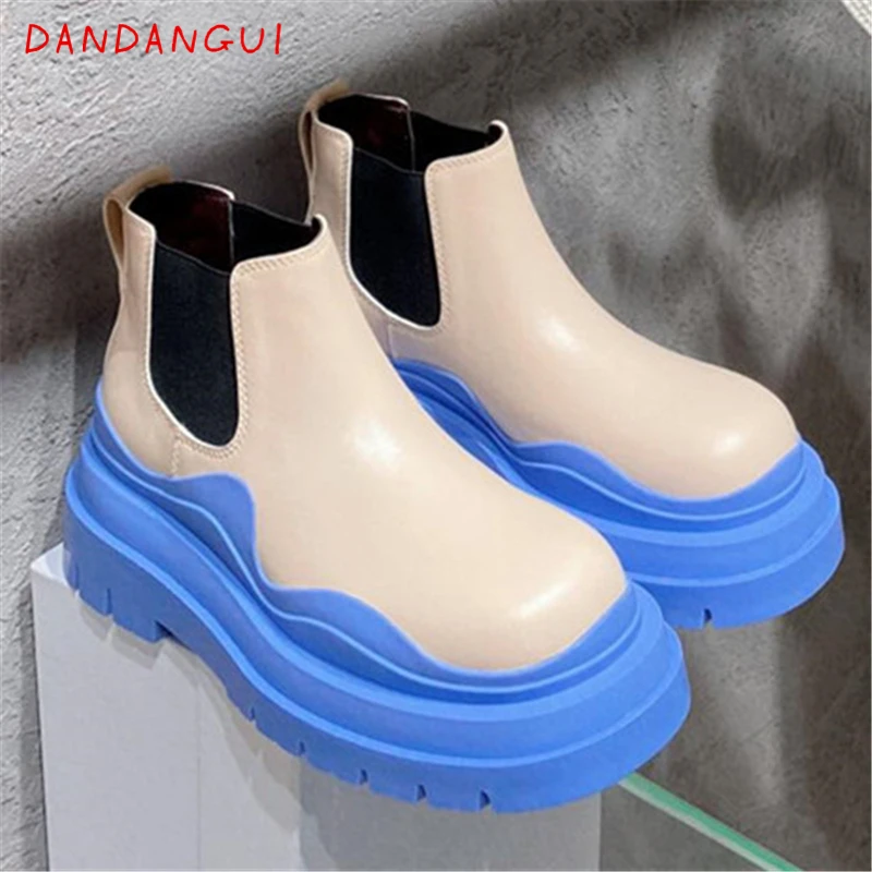 

Autumn Winter Leisure Platform Women's Chelsea Boots Thick Bottom Brand Designer Men's Ankle Boots New Couple Unisex Shoes