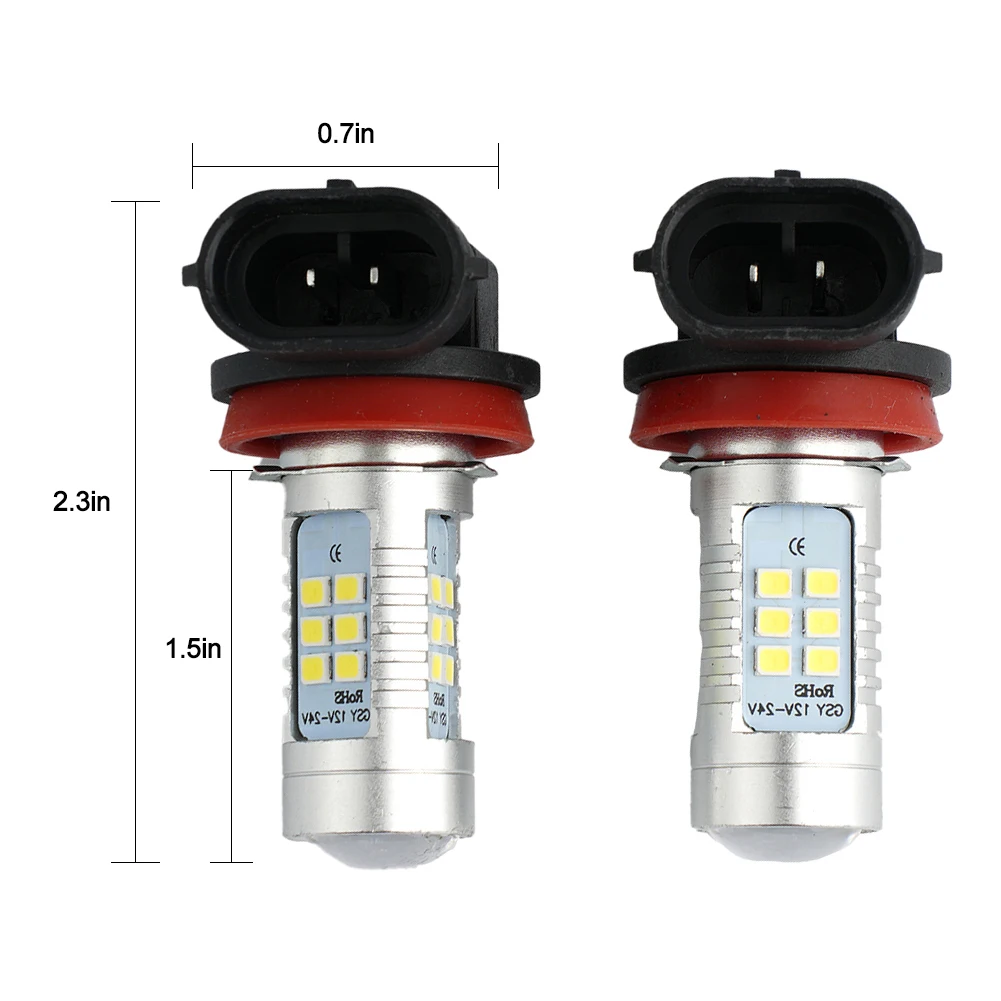 

2000LM Fog Light Bulb Super Bright 200W 21 LED Chips 2835 COB 2X 6000K White Accessories DC 12V H11 H8 LED Lamps