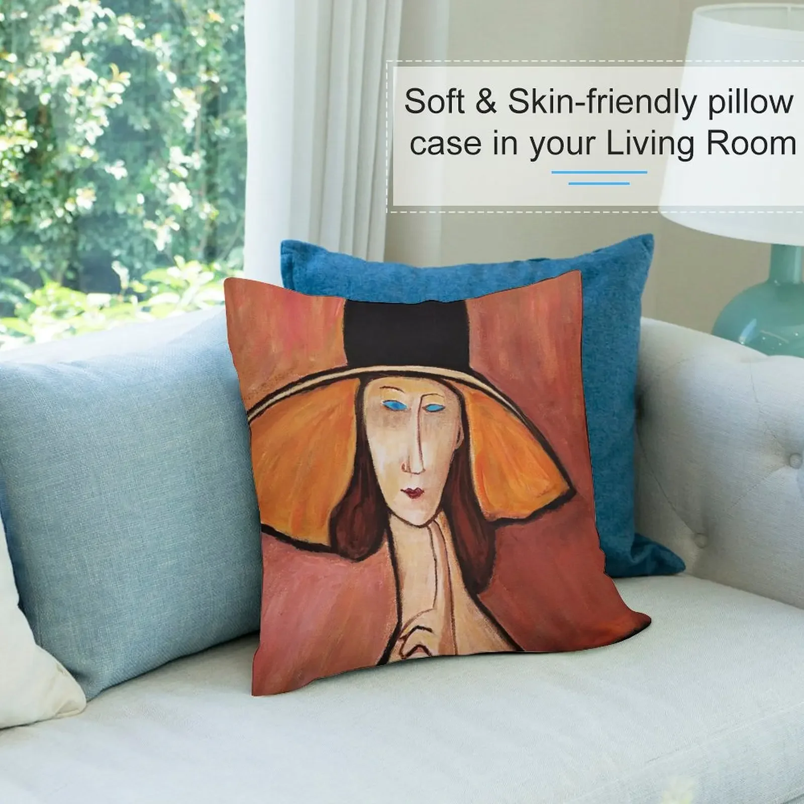 Портрет женщины в шляпе - Homage to Modigliani Декоративная подушка Рождественская