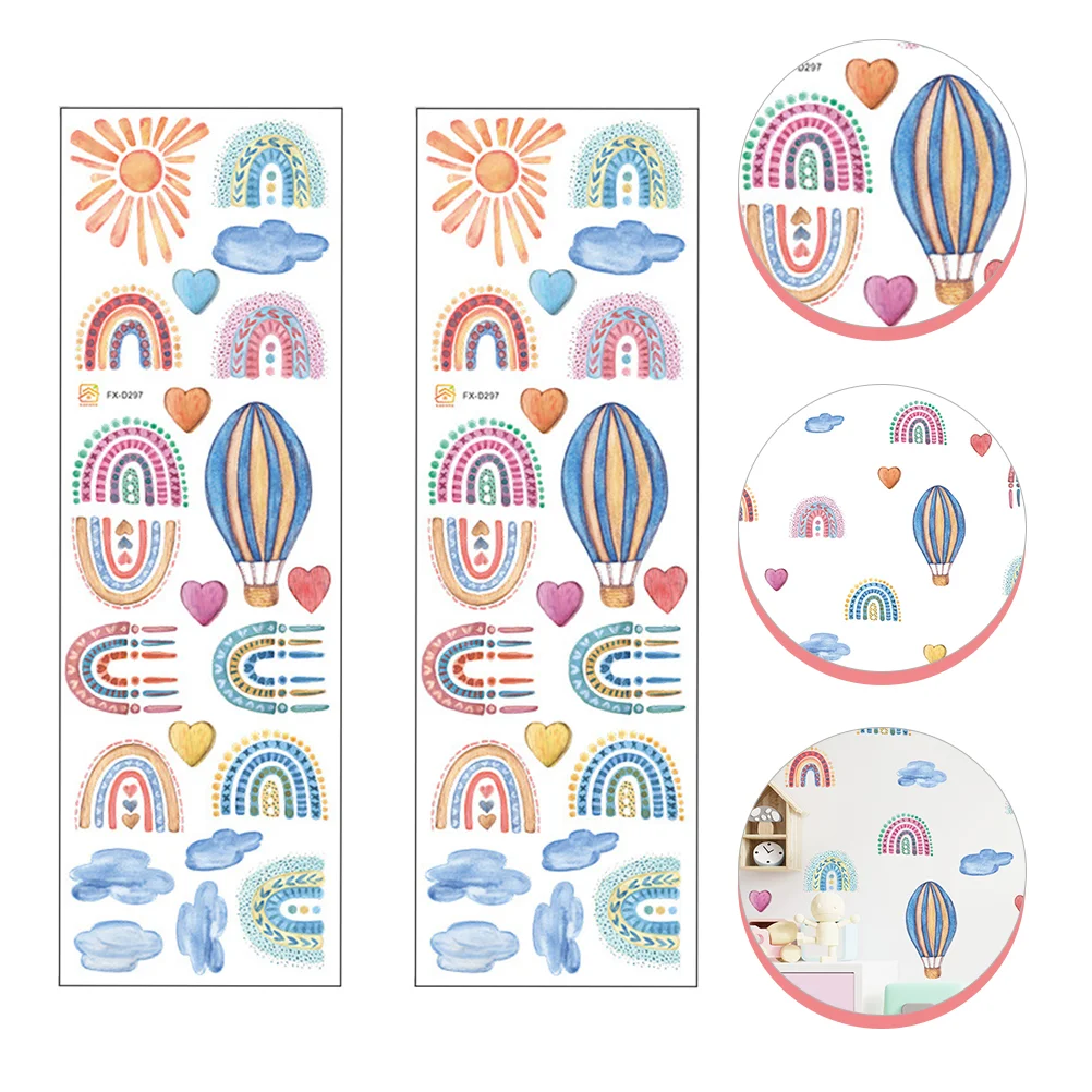 

2pcs Wall Decal Home Decal Nice Safe Light Durable Rainbow Sticker Wall Sticker Cartoon Decal for Decor