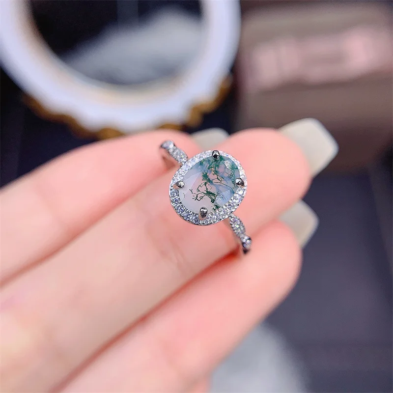 Женское ювелирное изделие из серебра 925 пробы с натуральным Мохом | Украшения и