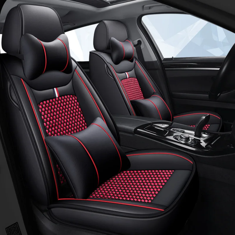 

Новый декоративный чехол для автомобильных девичьих сидений, универсальный кожаный чехол для четырех сезонных сидений, аксессуары для инт...