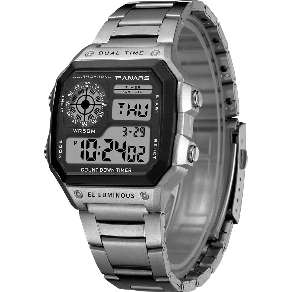 

Fashion Mens Watches Luxury Silver Gold Men Watch Digital Led Leisure Multi Function Waterproof Electronic Watch Relogio 2022#40