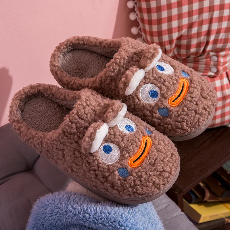 Cute Cartoon Indoor Warm Plush Slippers Plus Size Women's Shoes Cotton Women Slipper Men Slipper  Slippers