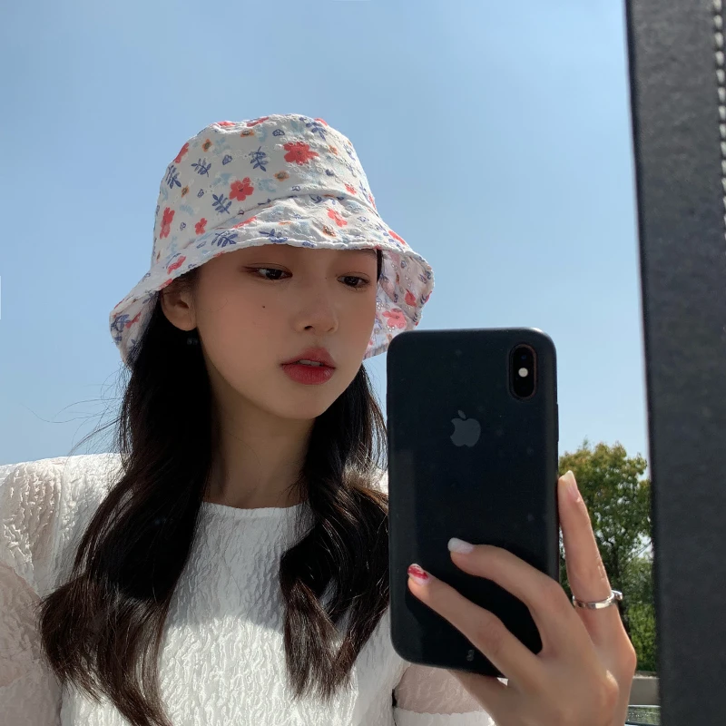 

Korean Version Floral Embroidered Bucket Hats for Women Spring and Summer Thin Section Sweet Panama Fisherman Caps Female Bob