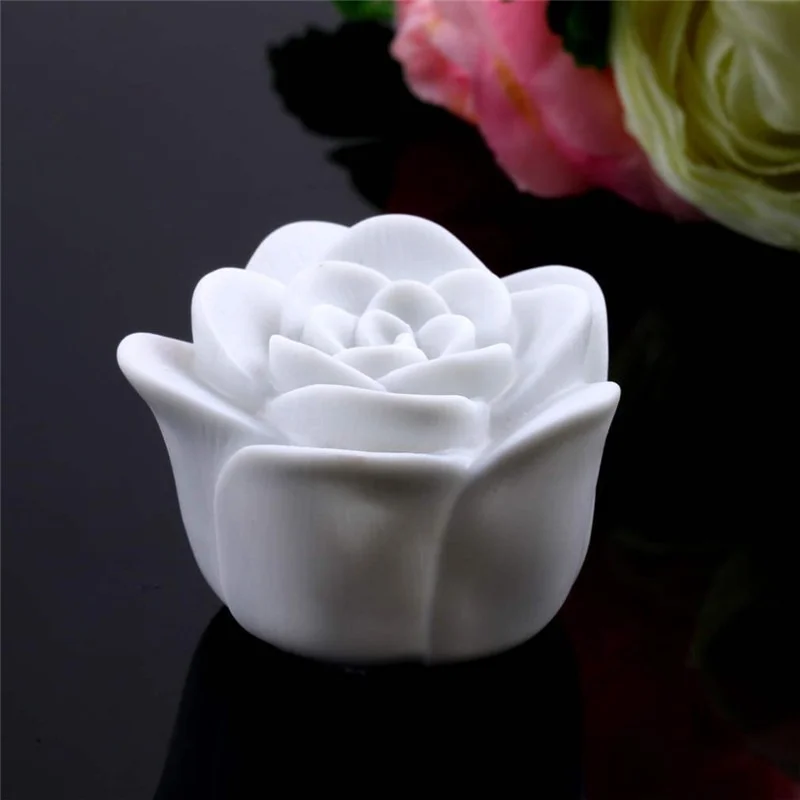 Hot Sale 1 Piece Creative Rose Flower Shaped LED Light Night Changing 7 Colors Romantic Candle Lamp Drop Shipping |