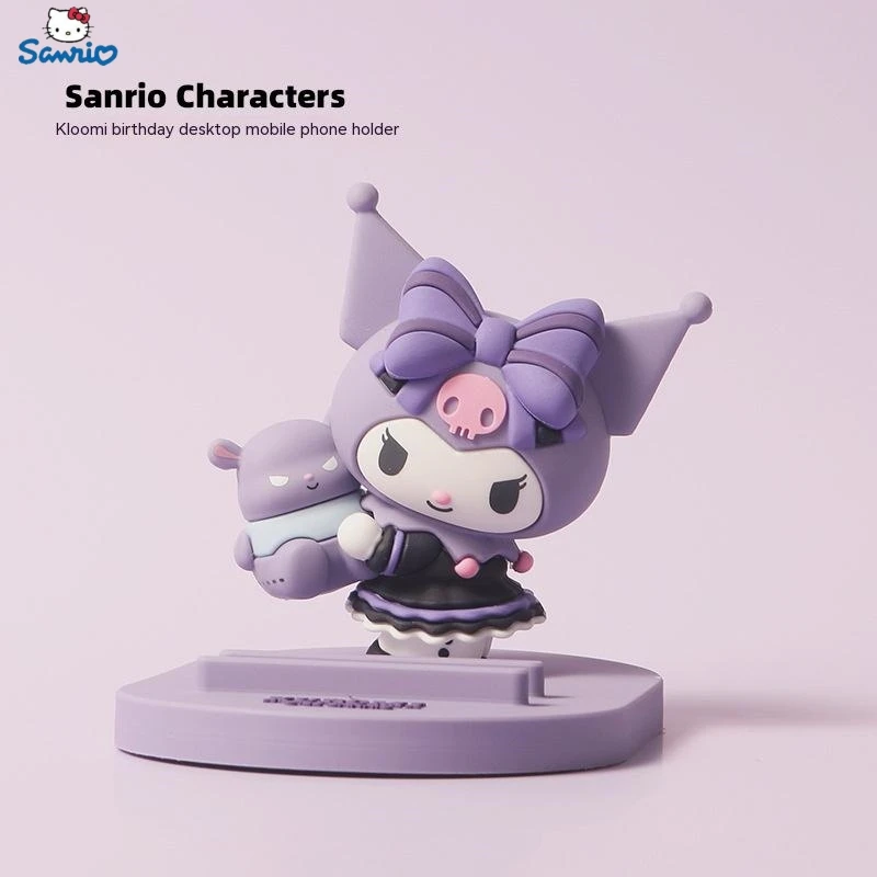 

Sanrio Kulomi Pacha Dog Birthday Party Series Silicone Stereo Bracket Anime Peripheral Toys Cute Desktop Mobile Phone Holder