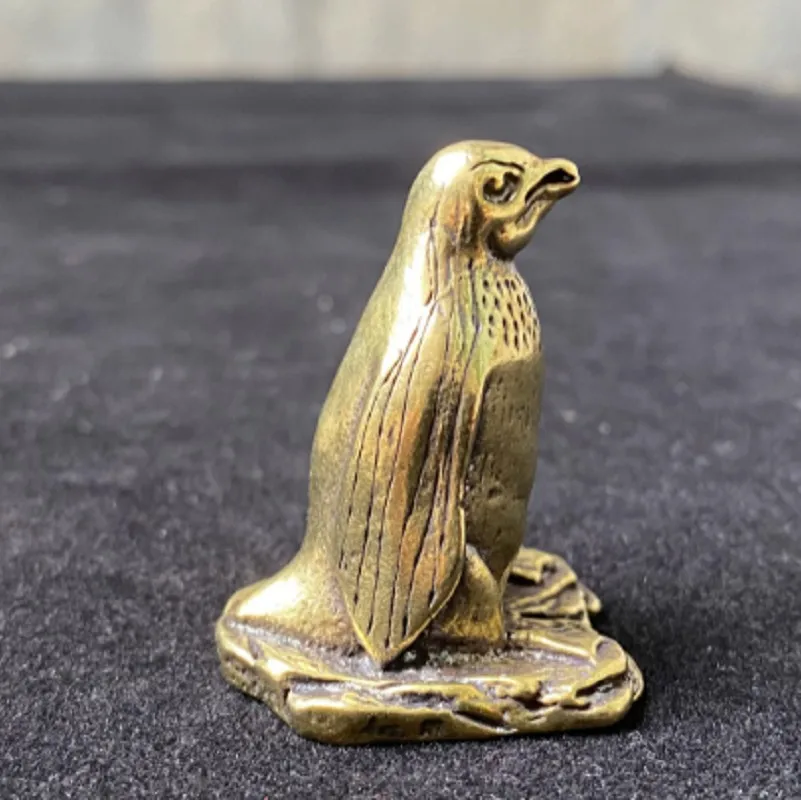 

Golden Brass Penguin Figure, Paper Weight Vintage Style, Table Decor, Collectible Solid Brass tea pet, Mini bronze desktop, Arct