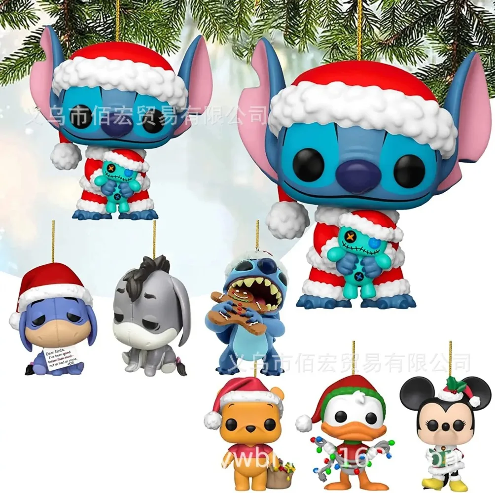 

PVC 2D Disney Cartoon Decoration Stitch Mickey Mouse Children Backpack Pendant Cartoon Car Ornaments Christmas Hanging Ornaments