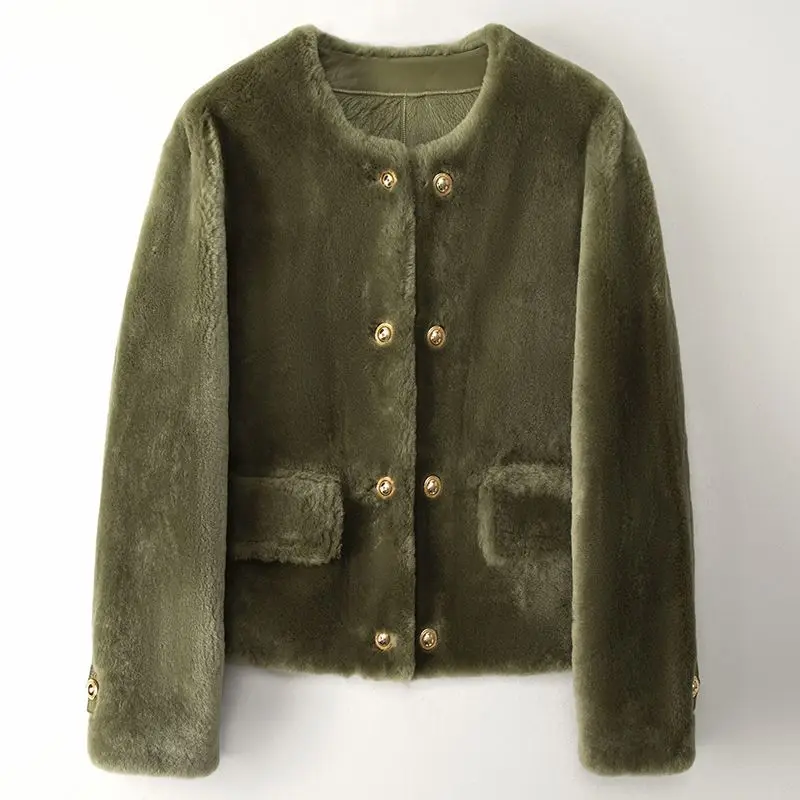 

New Sheep Fur Integrated 2023 Spring Fashion Women's Lamb Fur Grass Coat