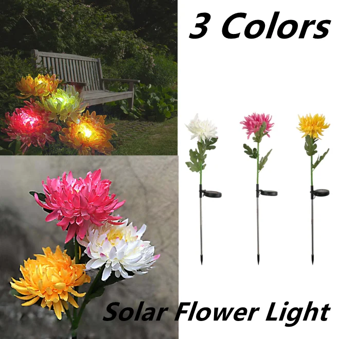 

Solar Light Chrysanthemum LED Garden Lamp Pile Light Flower Landscape Light Artificial Patio Lawn Yard Walkway Decor