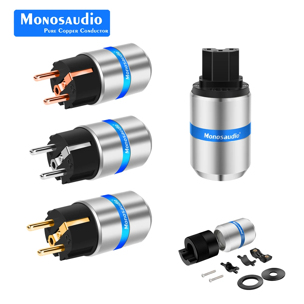 Monosaudio E106G/F106G 99.998% Красный медный покрытие золотом и родием Hifi штепсельная вилка европейского стандарта IEC Fonnector Audio Schuko разъем шнура питания