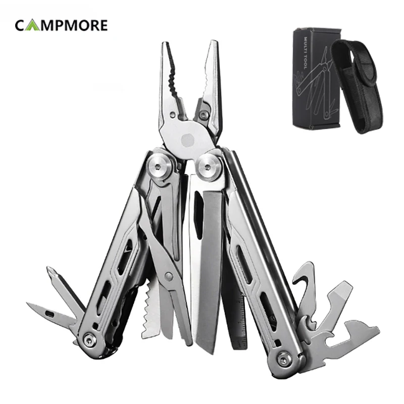 

14 In 1 Multitools Stainless Steel Safety Locking EDC Multifucntion Tool with Belt Clip Folding Knife Pliers