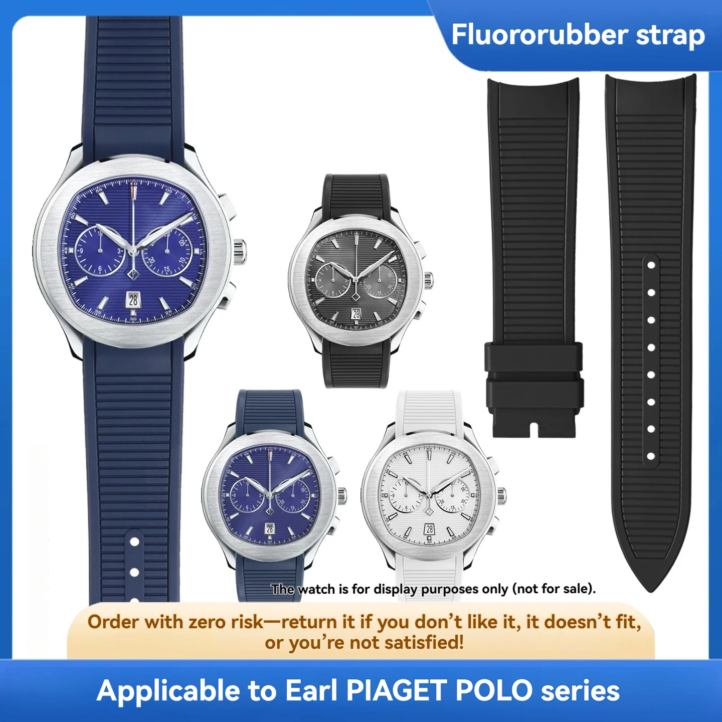 Фото Подходит для Piaget POLO, пятиточечный быстросъемный ремешок из фторкаучука, сменные аксессуары для часов G0A48024 G0A43002 G0A42002 №1