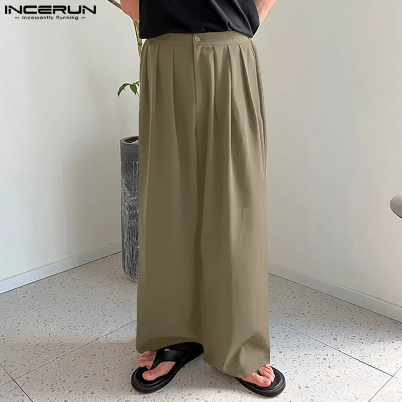 

Korean Style Handsome Men Draping Loose Trousers Casual Streetwear Male Solid Comfortable Wide Legs Pantalons S-5XL INCERUN 2023