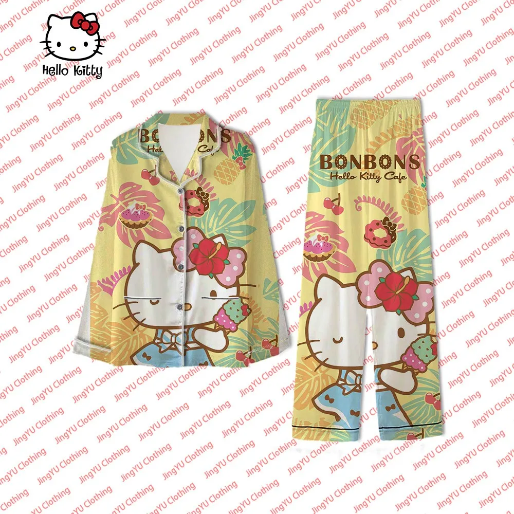 

Christmas Women's Pajamas Cute Kuromi Cinnamoroll Long Sleeve Pajamas Hello Kitty Homewear Autumn Set Children's Pajamas