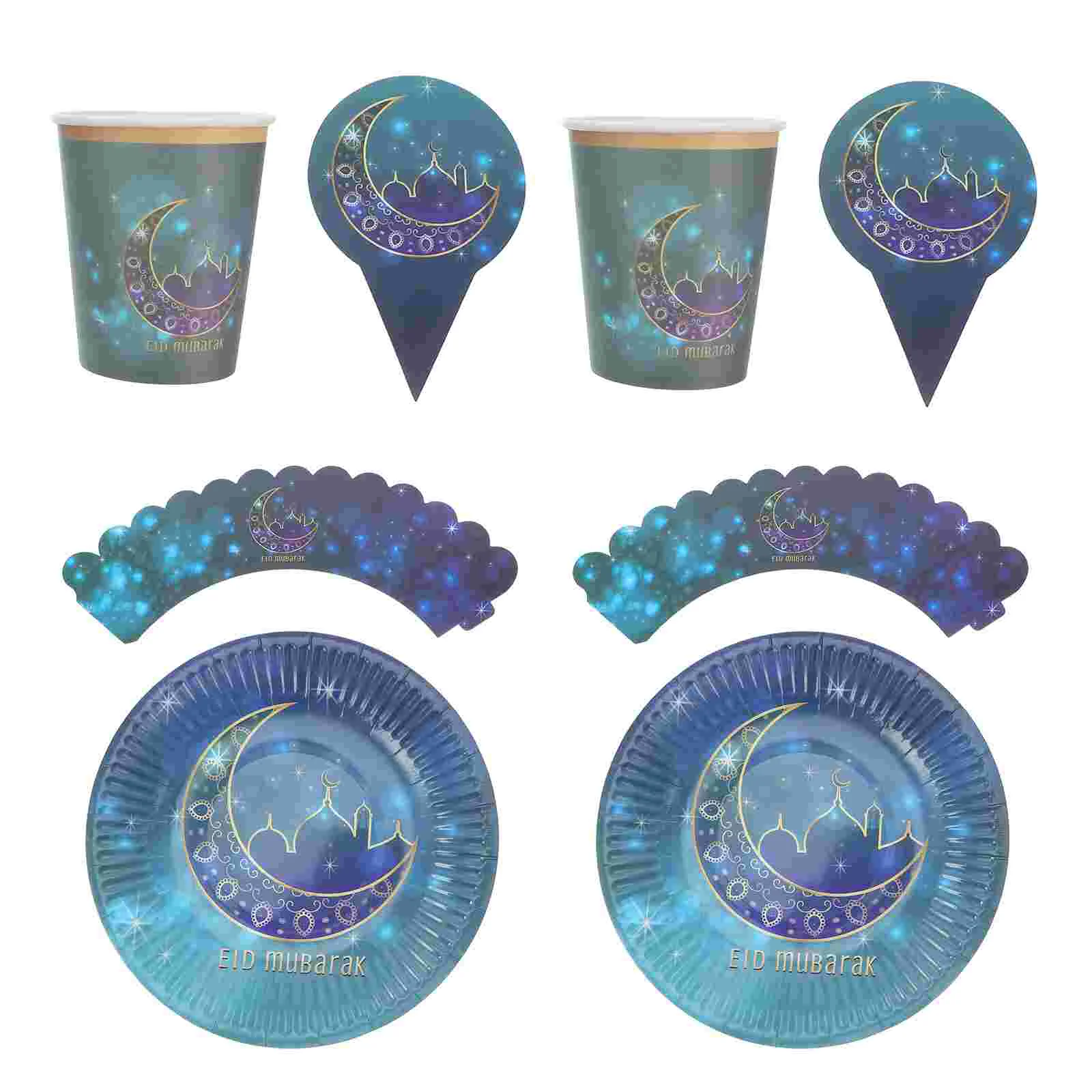 

Бумажные тарелки Eid Mubarak, салфетки Mubarak, столовые принадлежности, 36 шт.