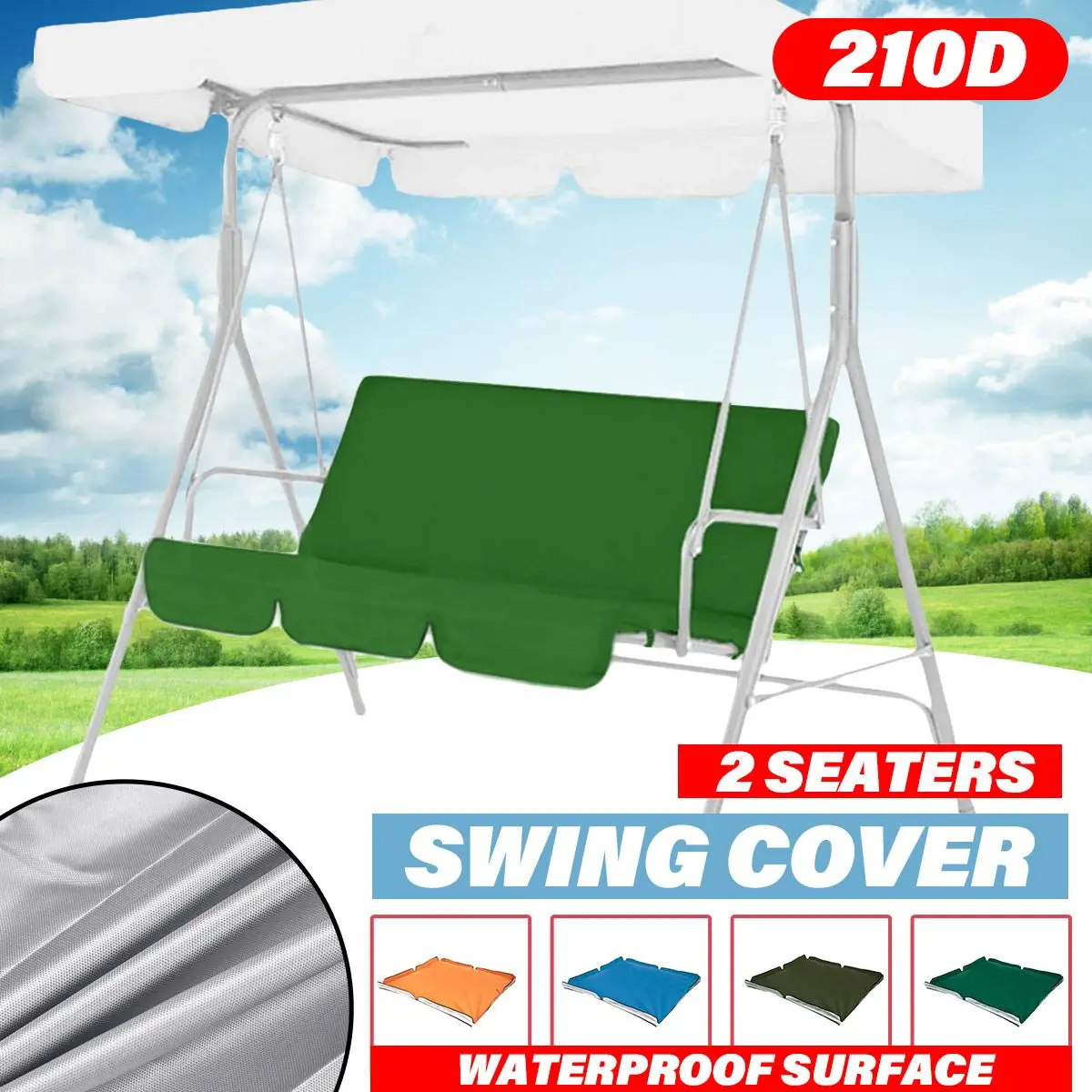 

210D Silver Coated Waterproof Cover Park Outdoor Patio Swing Bench Chair Backrest Seat Dustproof Sunshade Cover Canopy Shader