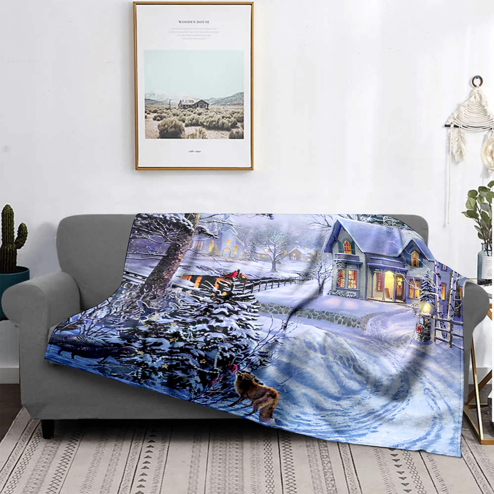 Домашнее украшение плюшевое одеяло для дивана красочное покрывало с животными