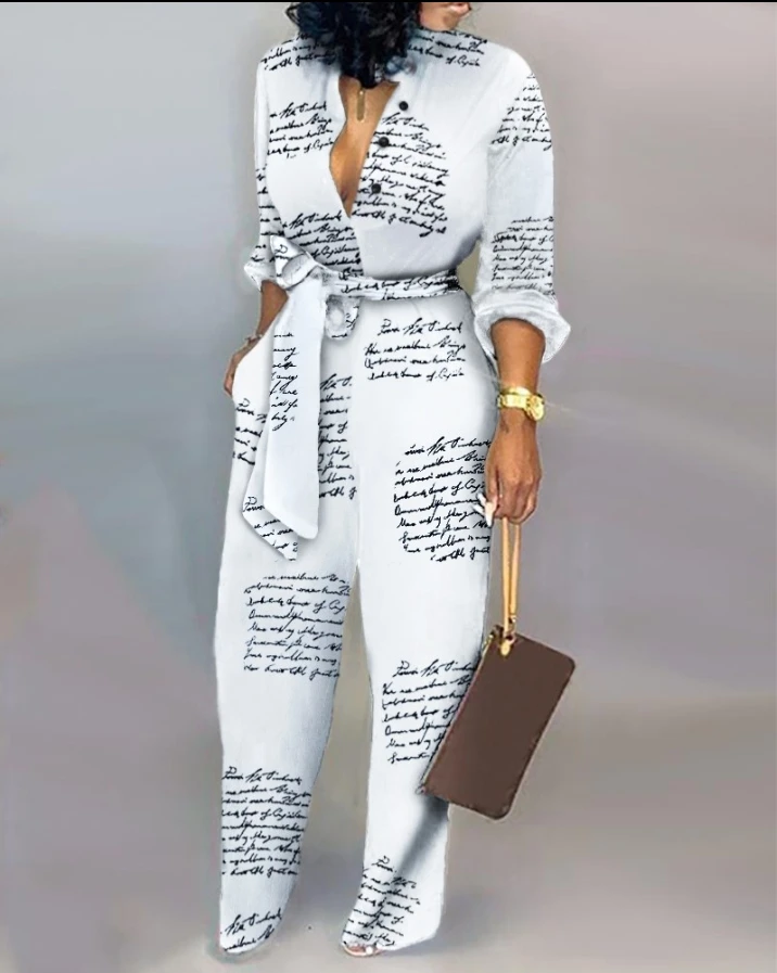 

Женский комбинезон с узелком и надписью, с карманами, Осень-зима 2022, модная женская одежда в европейском и американском стиле