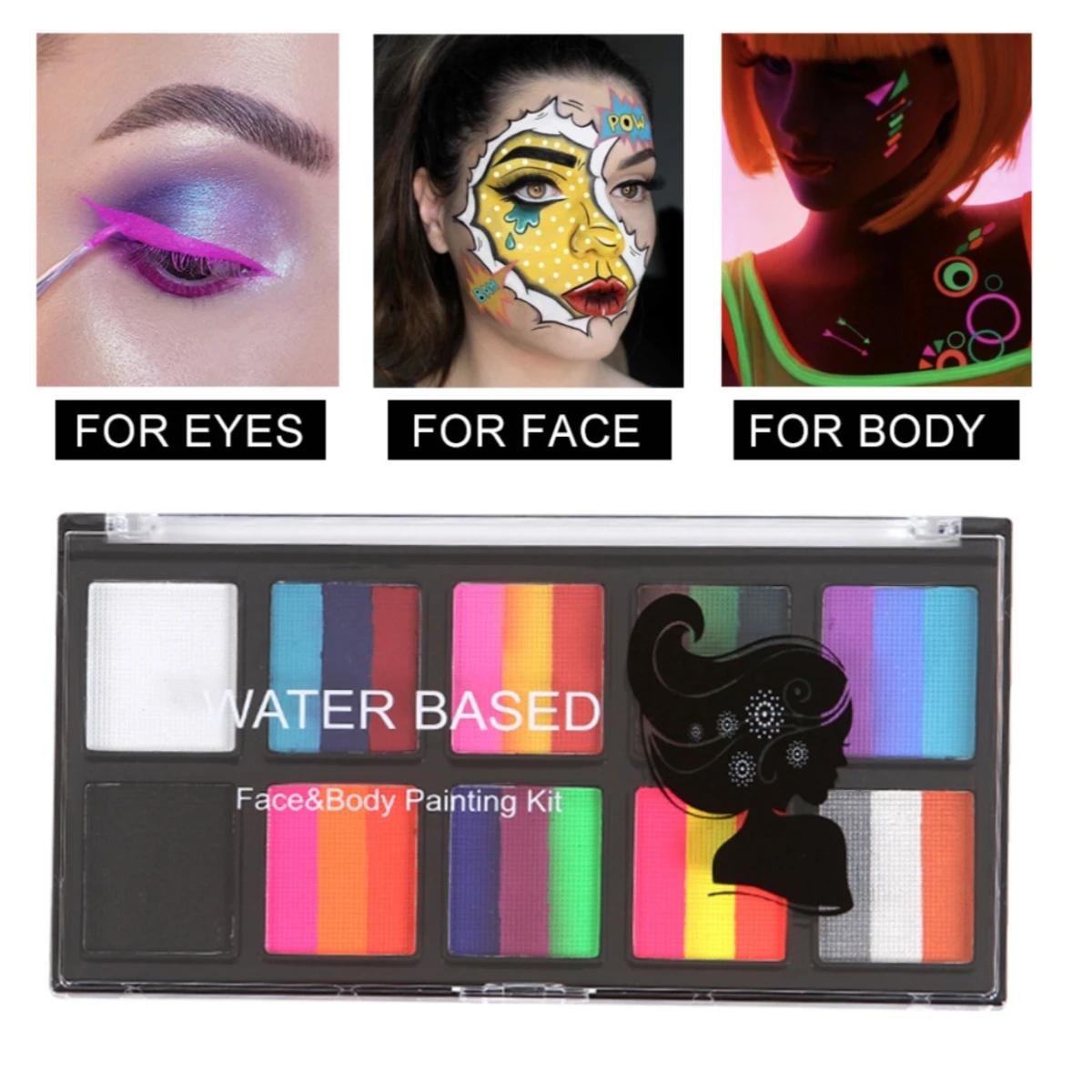 

water based Face body Painting kit pinturas maquillaje brush kit christmas Halloween kids face eye party make up paint