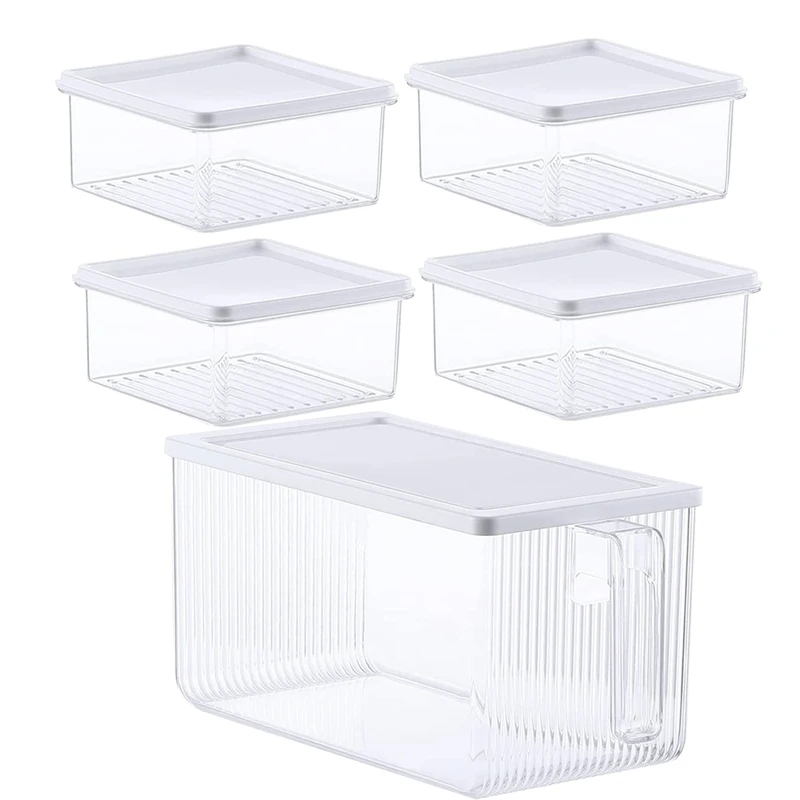 

1Set High Capacity Fridge Organiser With Lid And Handle For Dishwasher, Microwave, Kitchen, Fridge, Cupboards