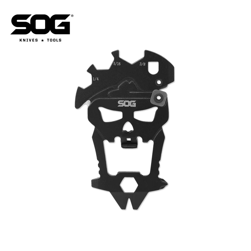 SOG SM1001 Black/Red Skull Multifunctional Combination Tool Portable Outdoor Survival Card Hanging Buckle Bottle Opener EDC