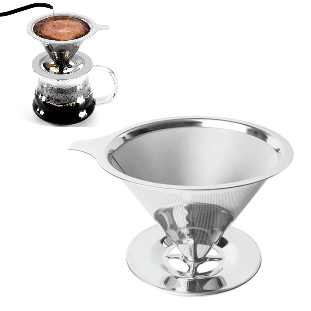 

1PCS Stainless Steel Reusable Coffee Filter Holder Pour Over Funnel Coffees Dripper Mesh Coffee Tea Filter Coffee Filter Cup