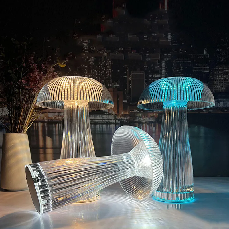 

Jellyfish Lamp Party Lighting Transparent Nightlight Mushroom Lamp Bedroom Night Lamp Crystal Table Light Ramadan Decoration