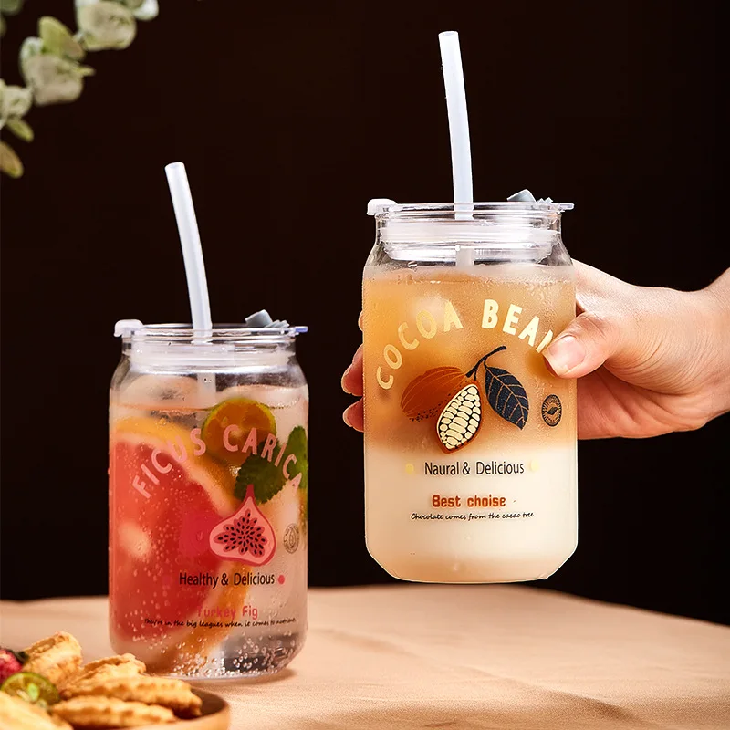 

Кружка для сока 530 мл, молочная силиконовая прозрачная посуда для напитков, кружка, банки для фруктов, кофейная банка с чашками, стеклянные крышки Мейсона с рисунком соломы для пива