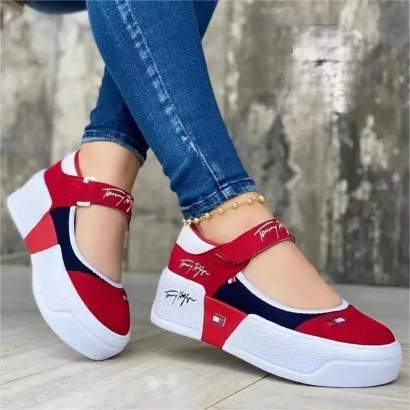 

Женские кроссовки без шнуровки, повседневные дышащие кроссовки на платформе, прогулочная обувь, большие размеры, модель 2022 года