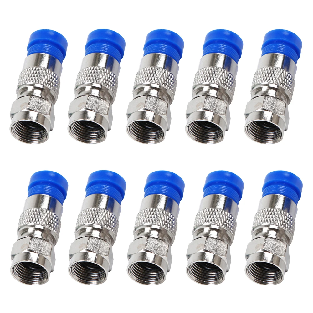 

10PCS RG6 RF Coaxial Extrusion F Head Adapter Waterproof All-Copper Case Connector Coaxial Compression Squeeze F Head Connectors