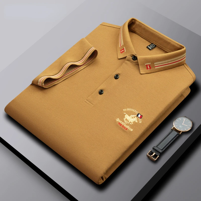 

New Brand Lapel High-quality Polo Tshirts for Men Luxury Logo Fashion Polos 2022 Men's Clothing Top Short Sleeve Summer Tops
