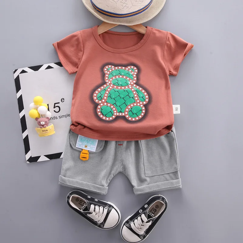 

Комплекты одежды для мальчиков, летние детские повседневные милые футболки и шорты, спортивные костюмы из 2 предметов для детей, детские спо...